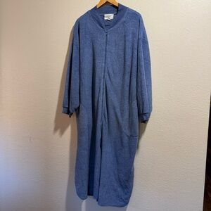 Amanda Stewart Country Blue Zip Front Lounger Duster Robe 3X Cozy Fleece